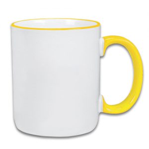 11 oz Rim Handle Yellow Mug